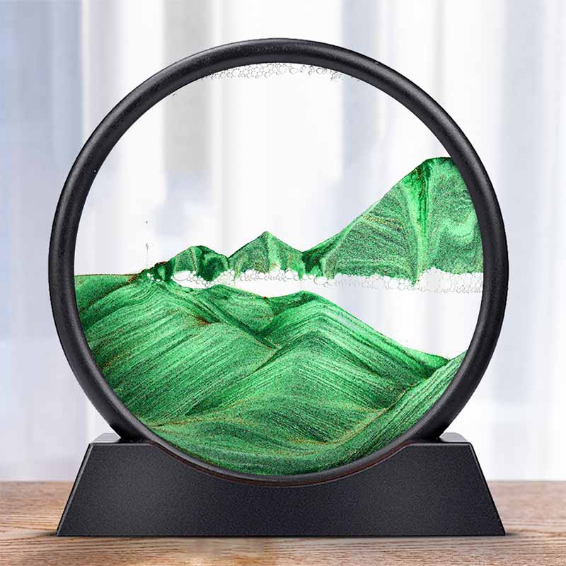 Sablier artistique 3D SylvaPure — Paysage de dunes circulaire - Desfino