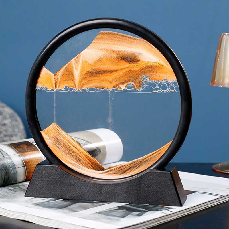 Sablier artistique 3D SylvaPure — Paysage de dunes circulaire - Desfino