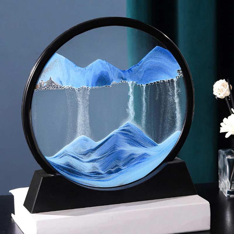 Sablier artistique 3D SylvaPure — Paysage de dunes circulaire - Desfino