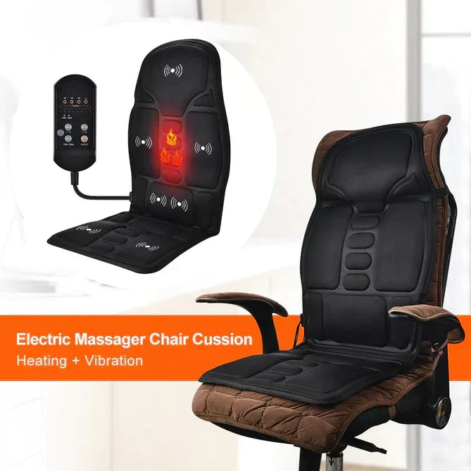 Heated Back and Neck Massage Seat Cushion — AstraRelief Elite, Eight-Vibration Motors
