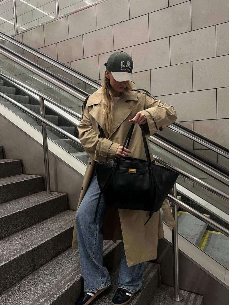 Grand sac cabas haut de gamme en similicuir végétalien — Style structuré - Desfino