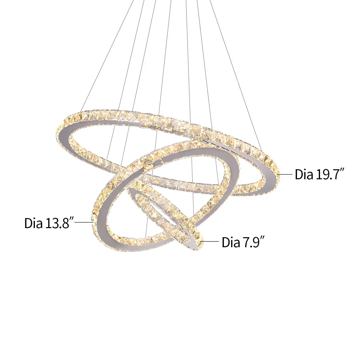 Moderner runder LED-Kristallkronleuchter im Light-Luxury-Stil | Desfino