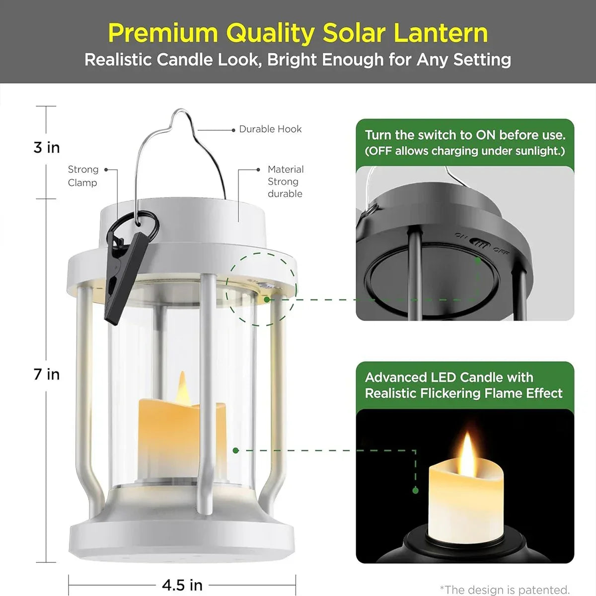 Solar Flameless Candle Lantern Hanging Light | Desfino