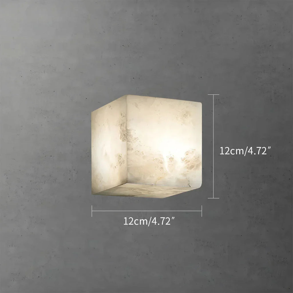 Simple Square Spanish Alabaster Wall Lamp for Living Room | Desfino
