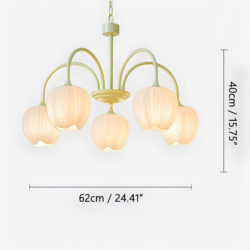 Französischer romantischer Tulpen-Kronleuchter in Matcha-Farbe | Desfino