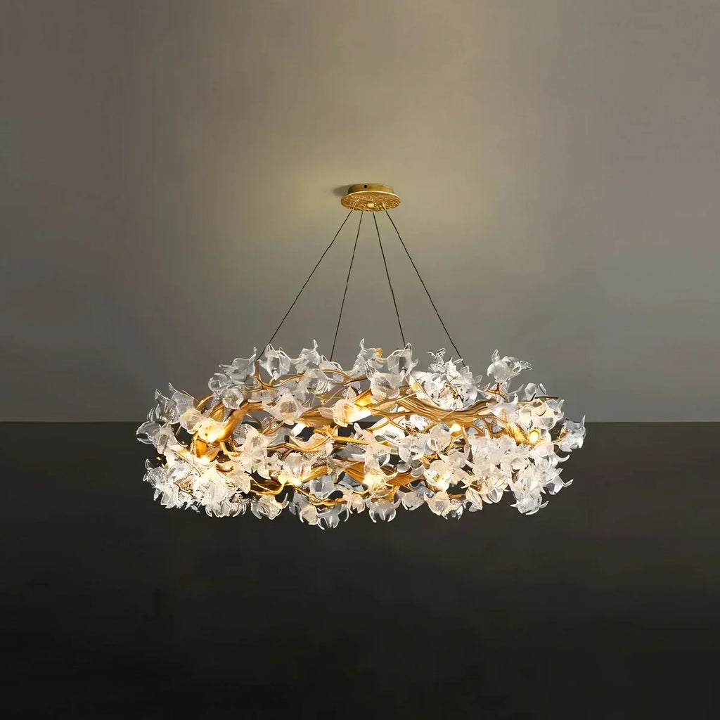 Petala Crystal Round Chandelier for Living Room | Desfino