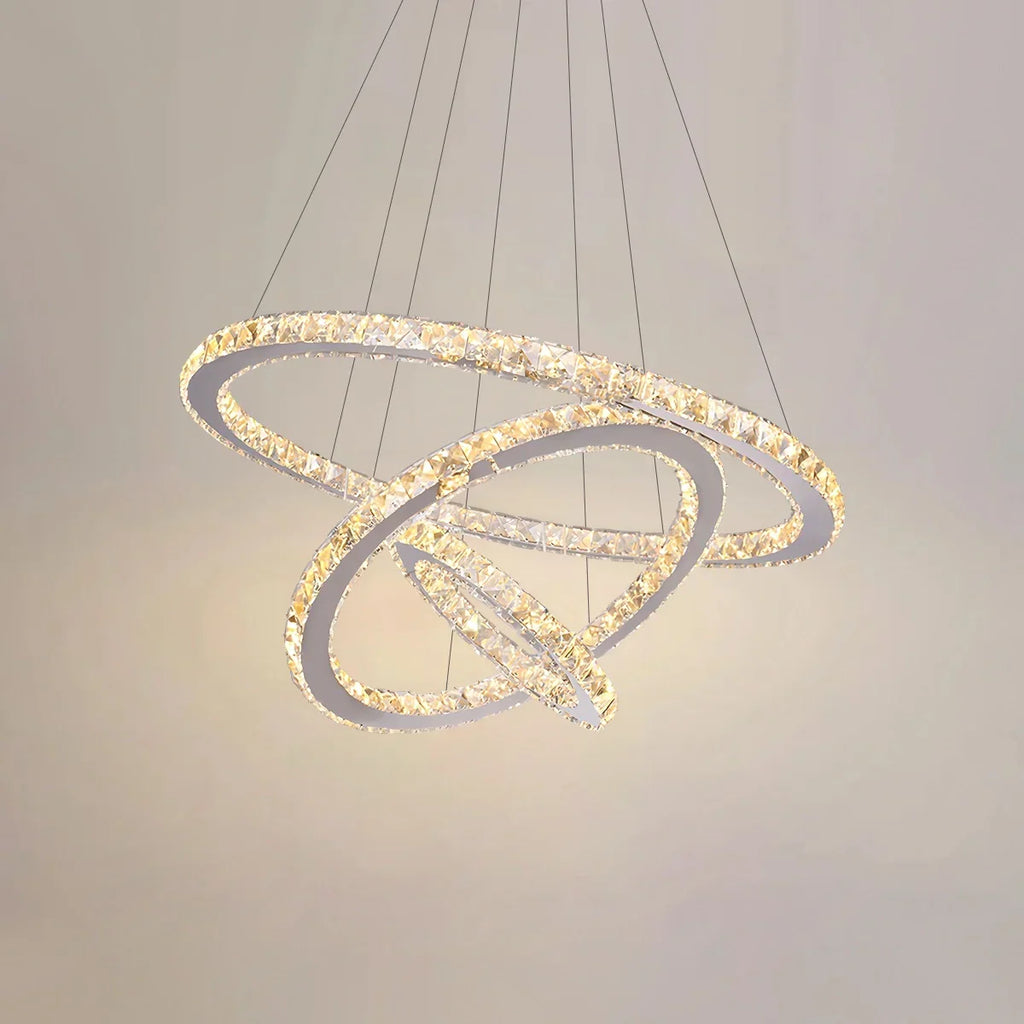 Moderner runder LED-Kristallkronleuchter im Light-Luxury-Stil | Desfino