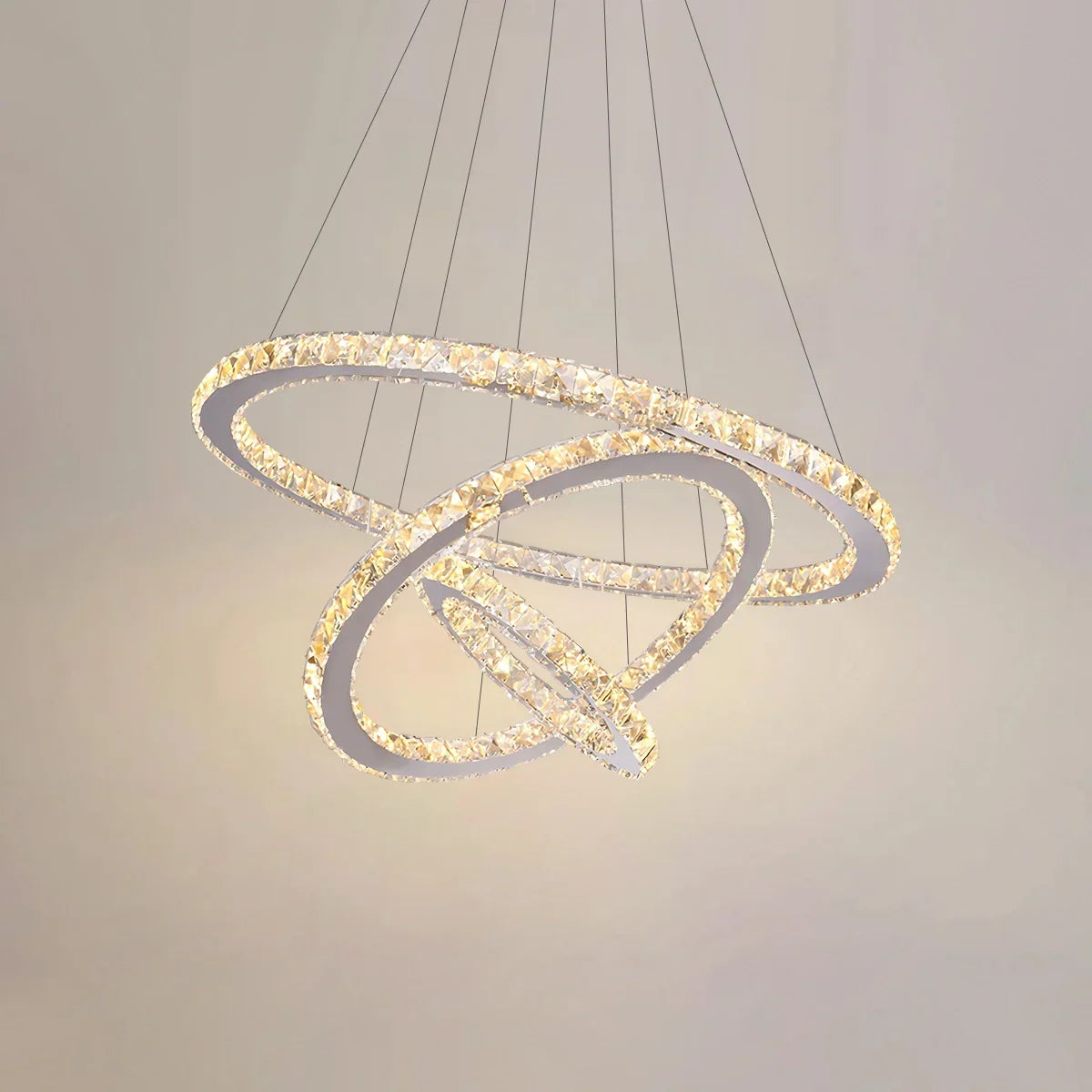 Moderner runder LED-Kristallkronleuchter im Light-Luxury-Stil | Desfino