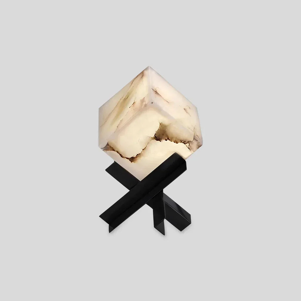Quadratische Tischleuchte aus spanischem Alabaster im Light-Luxury-Stil | Desfino