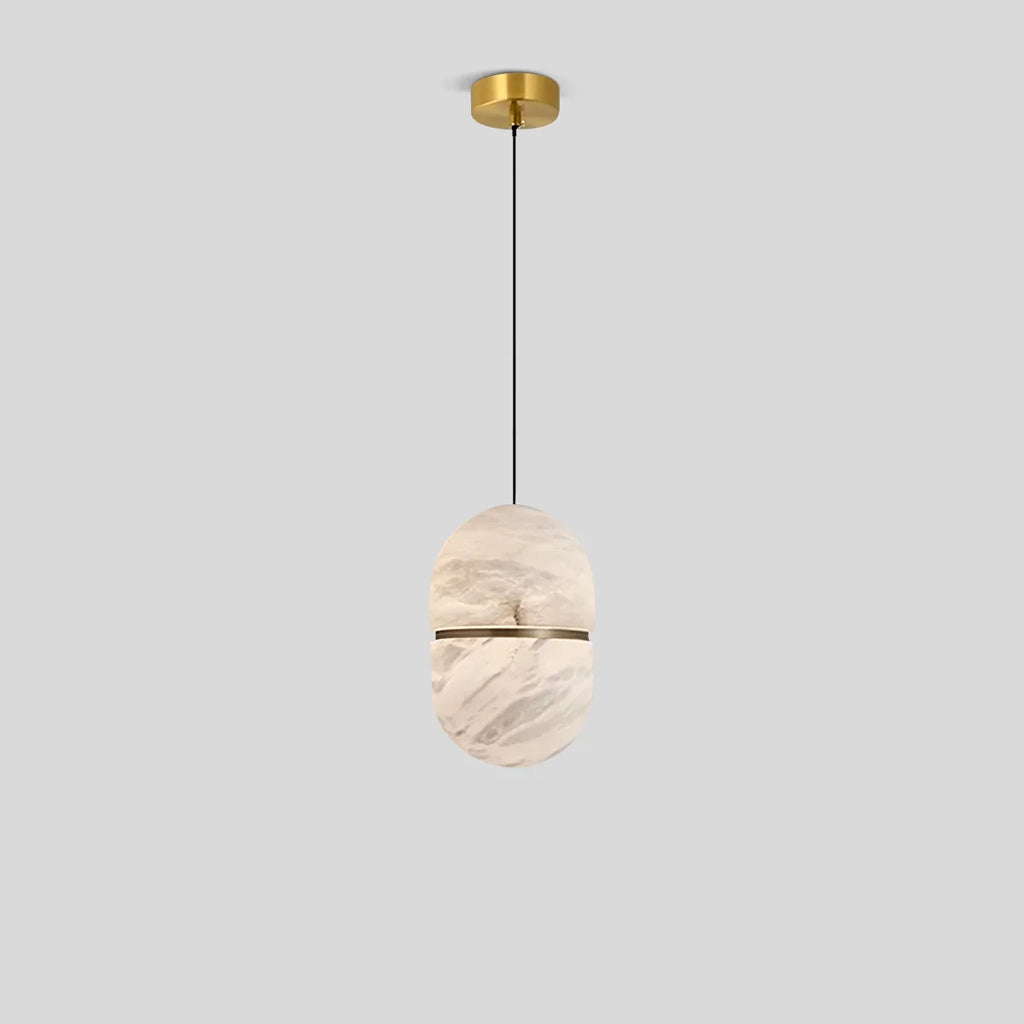 Moderne luxuriöse ovale Pendelleuchte aus spanischem Alabaster | Desfino