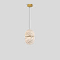 Moderne luxuriöse ovale Pendelleuchte aus spanischem Alabaster | Desfino