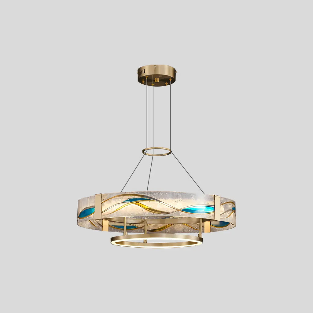 Enamel Round Brass Chandelier for Dining Area | Desfino