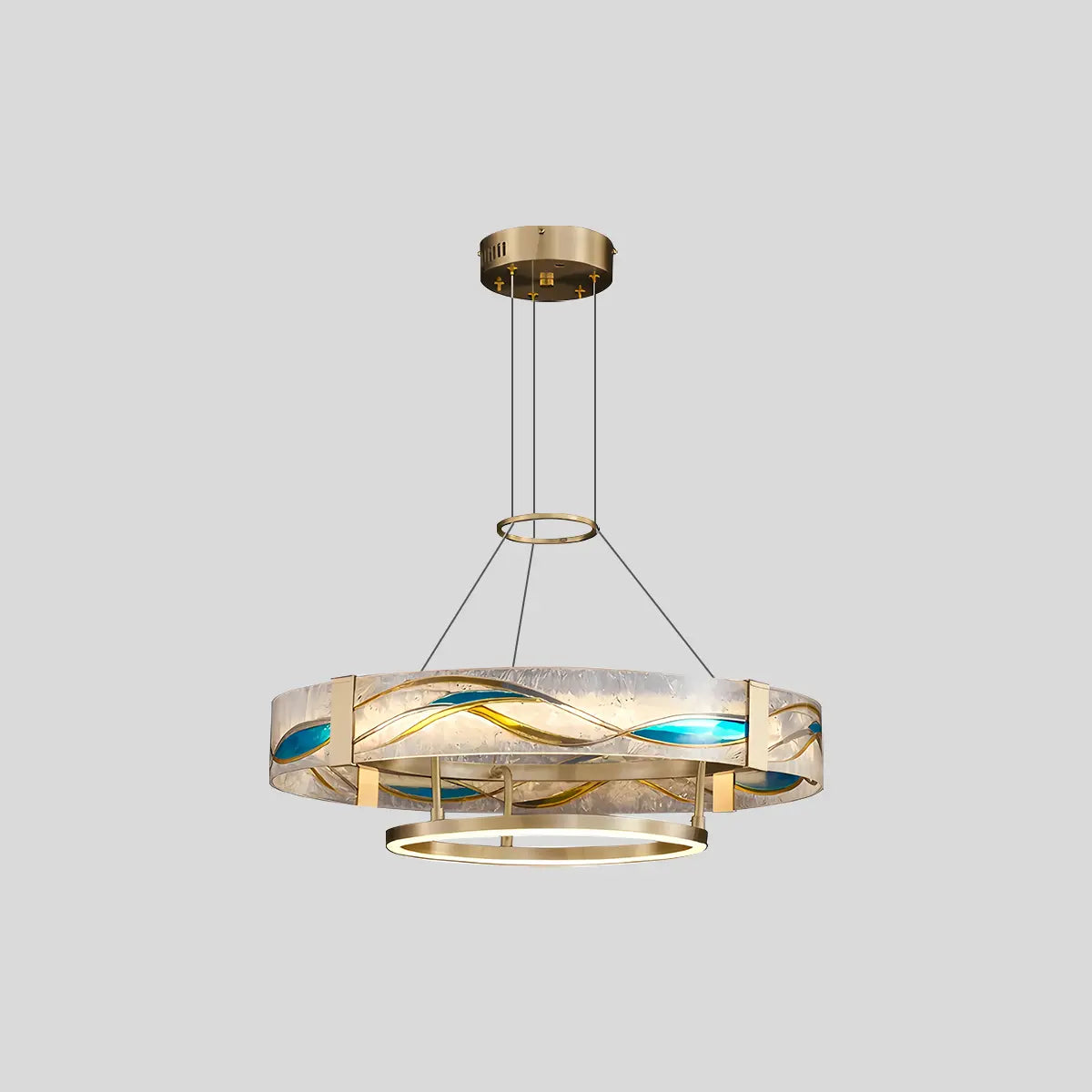 Enamel Round Brass Chandelier for Dining Area | Desfino