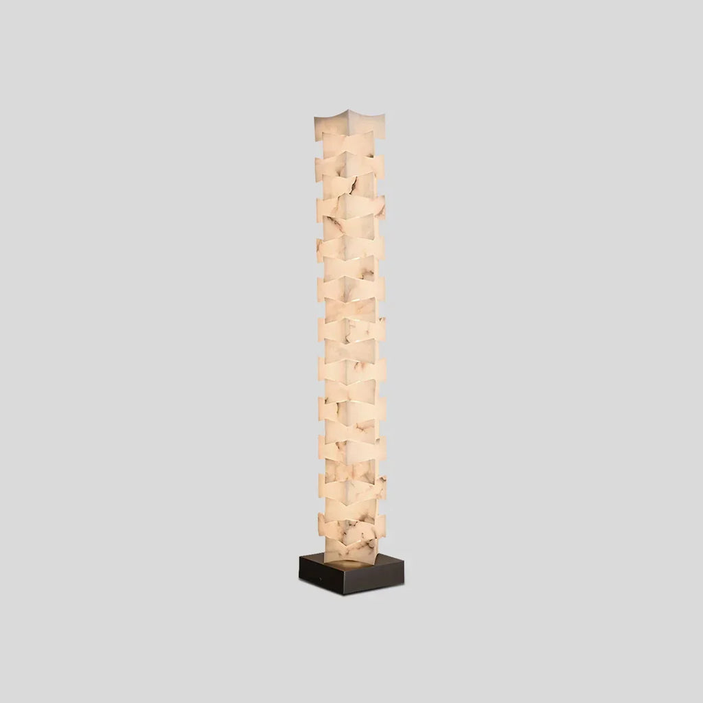 Creative Stacked Spanish Alabaster Squares Floor Lamp | Desfino