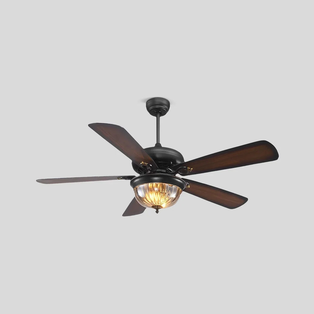 Vintage-Deckenventilator mit Holz und Licht für das Wohnzimmer | Desfino
