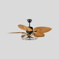 Deckenventilator mit Leuchte und tropischen Palmenblättern im Industriestil | Desfino