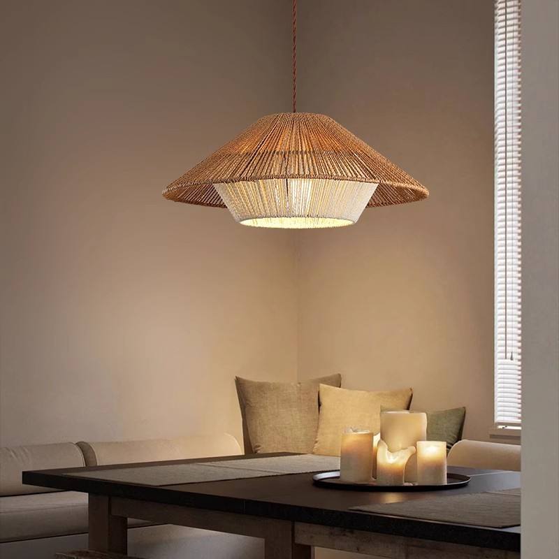 Pleciona japońska lampa wisząca Sora — wisząca lampa w stylu zen boho | Desfino