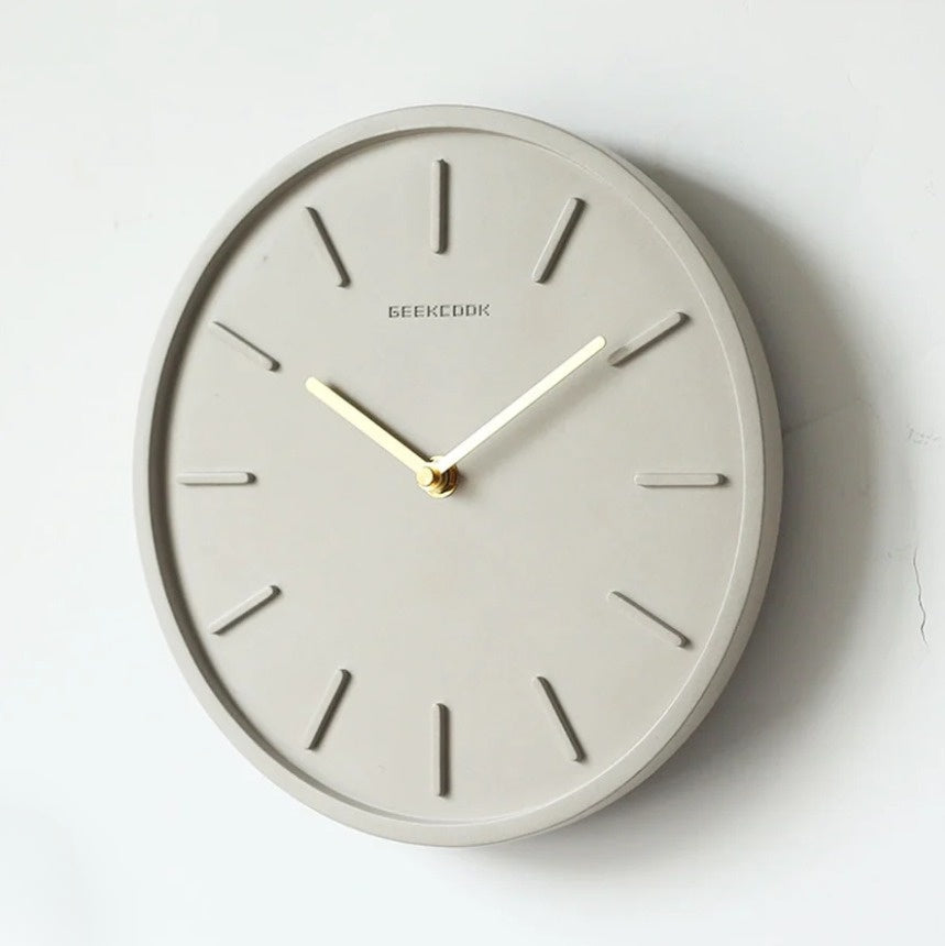 Fjordline Gray Nordic Wall Clock — Metal Pendulum, Cement Body - Desfino