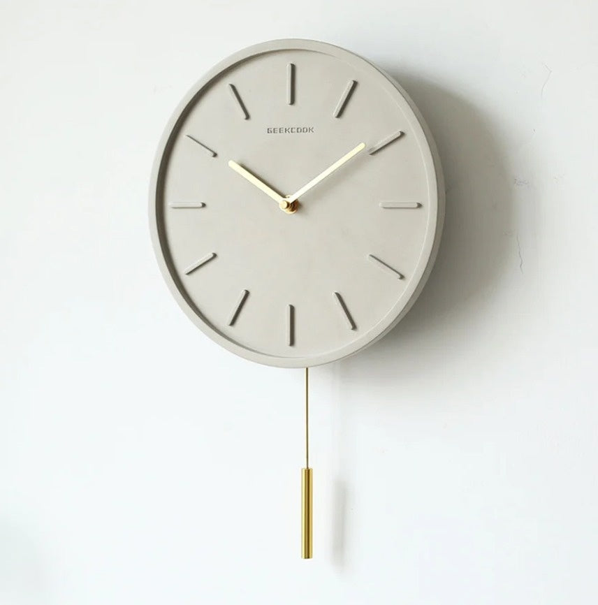 Fjordline graue Nordic-Wanduhr — Metallpendel, Zementgehäuse - Desfino