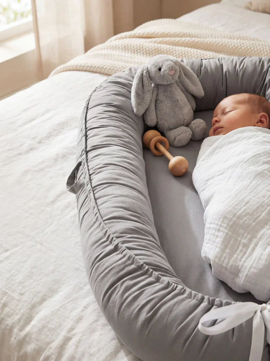 Soft Cotton Baby Sleep Nest — Cozy Contoured Design