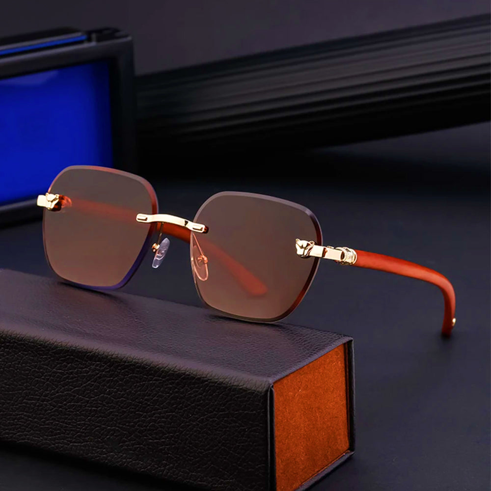 Novaro 2024 Sonnenbrille mit quadratischem randlosem Design — Verlaufsgläser, 100 % UV-Schutz - Desfino