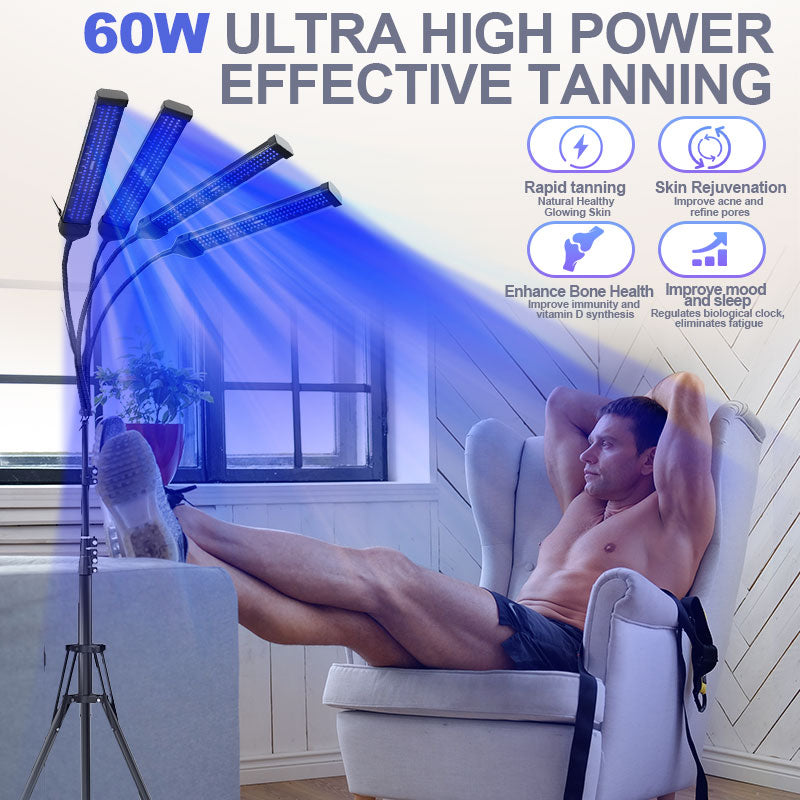 432 LED Dual-Wavelength Tanning Light — 460nm & 490nm Blue Spectrum, Adjustable Stand Base