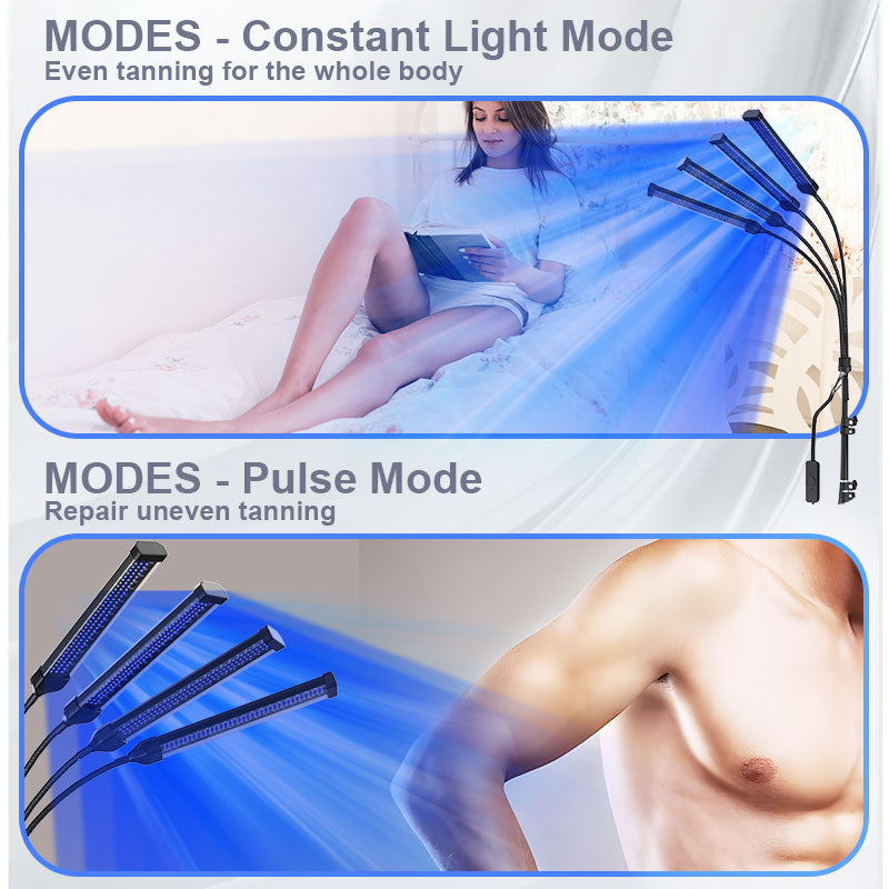 432 LED Dual-Wavelength Tanning Light — 460nm & 490nm Blue Spectrum, Adjustable Stand Base
