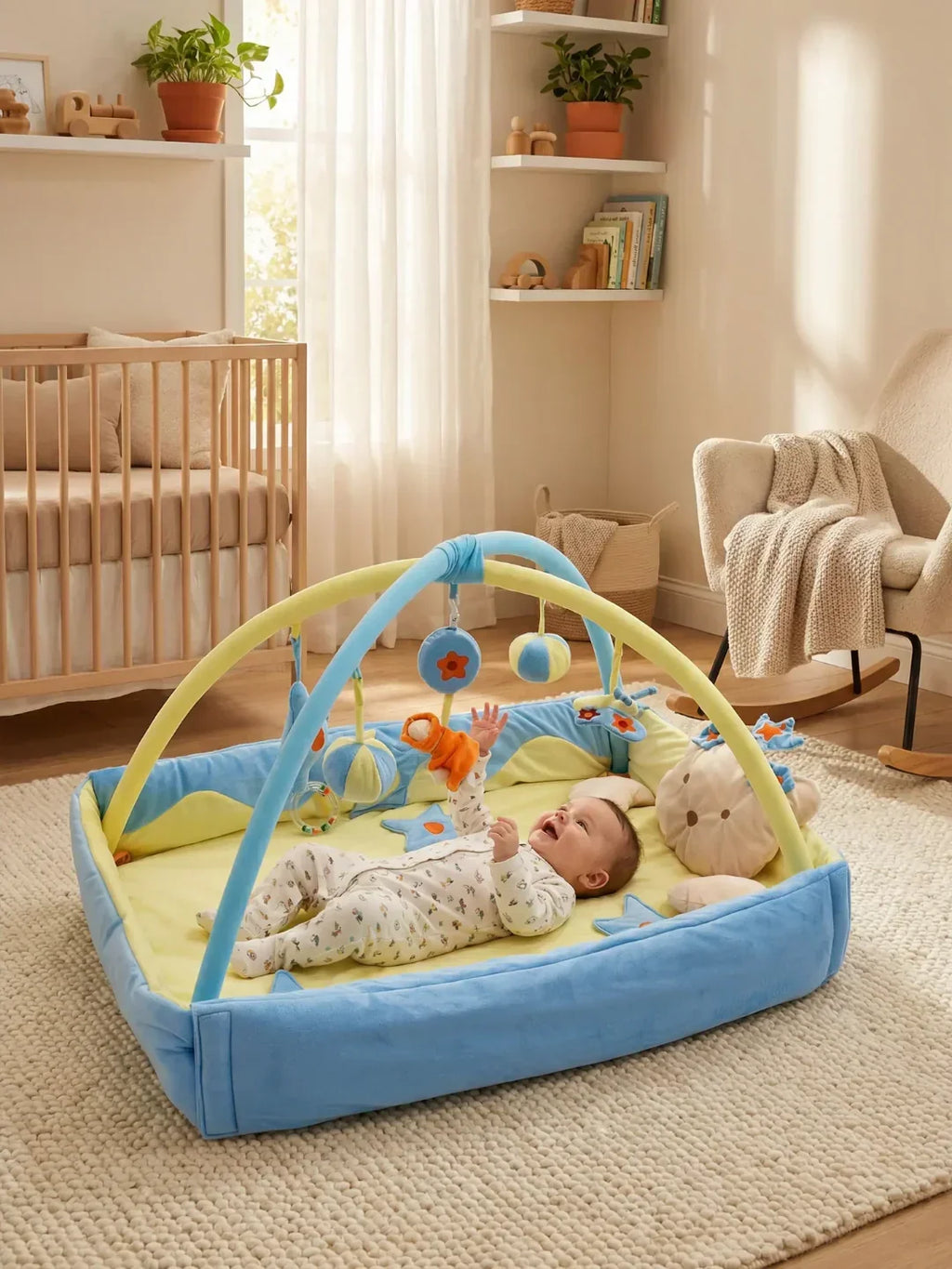 2-in-1 Rectangular Baby Play Mat — Sensory Arch Activity Gym