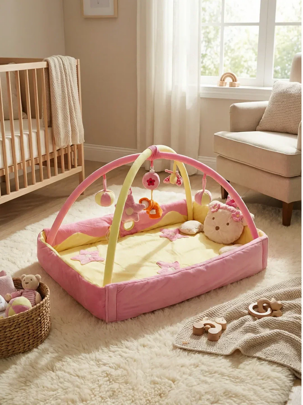 2-in-1 Rectangular Baby Play Mat — Sensory Arch Activity Gym