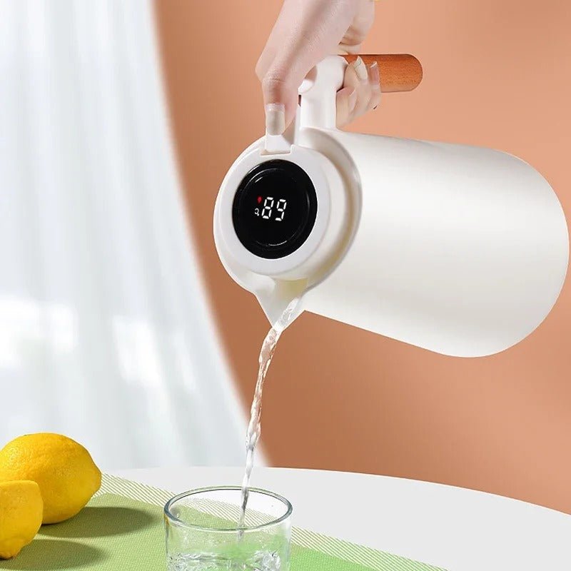1.5 L Thermoskanne — Holzgriff, digitale Temperaturanzeige - Desfino