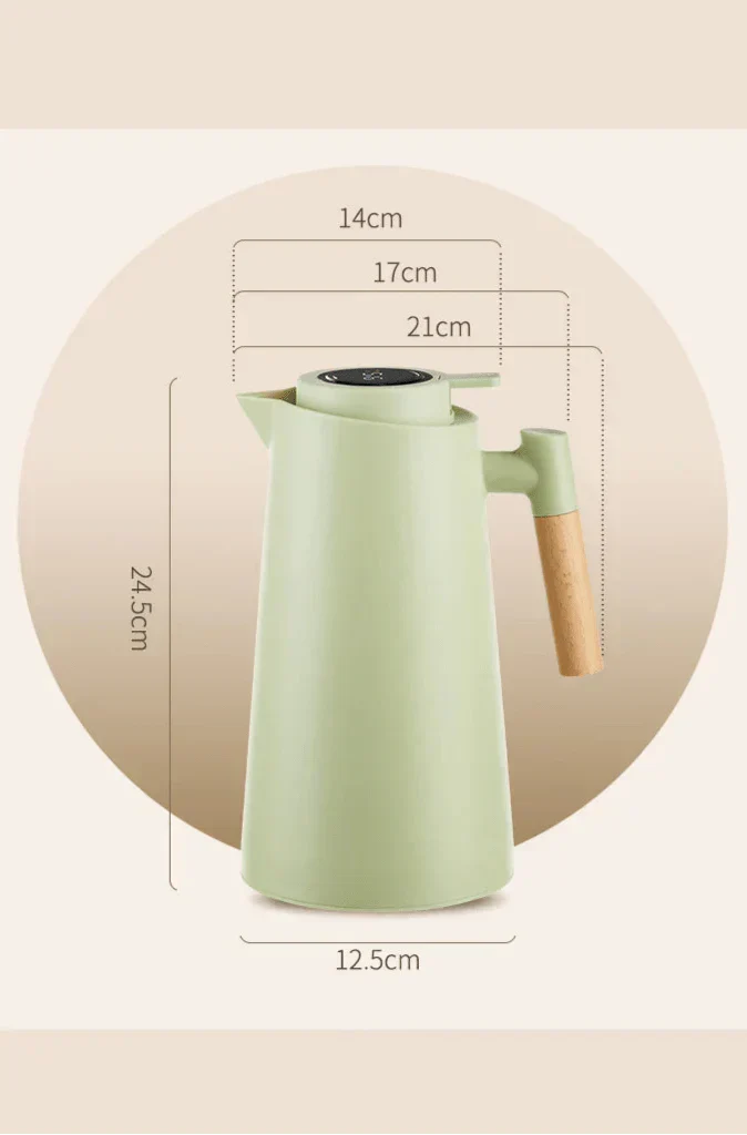 1.5 L-es termikus kancsó — fa fogantyú, digitális hőmérséklet-kijelző - Desfino