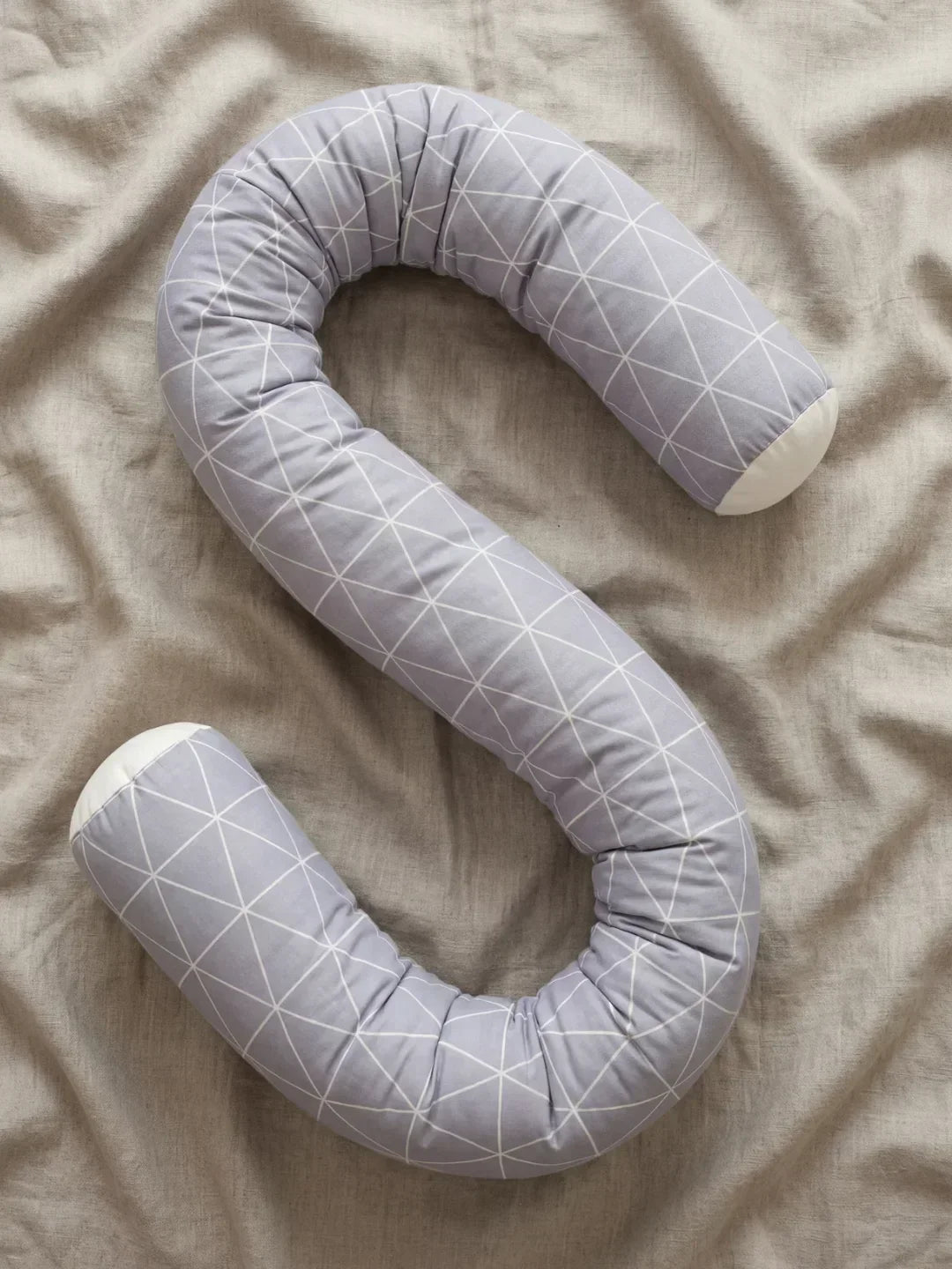 Geometric Cotton Baby Crib Bolster — Washable, Hidden Zipper Closure