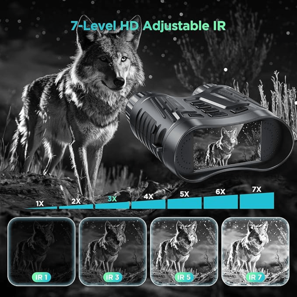 Jumelles de vision nocturne LumiScope 8X — Infrarouge à 7 niveaux, 4K Pro - Desfino