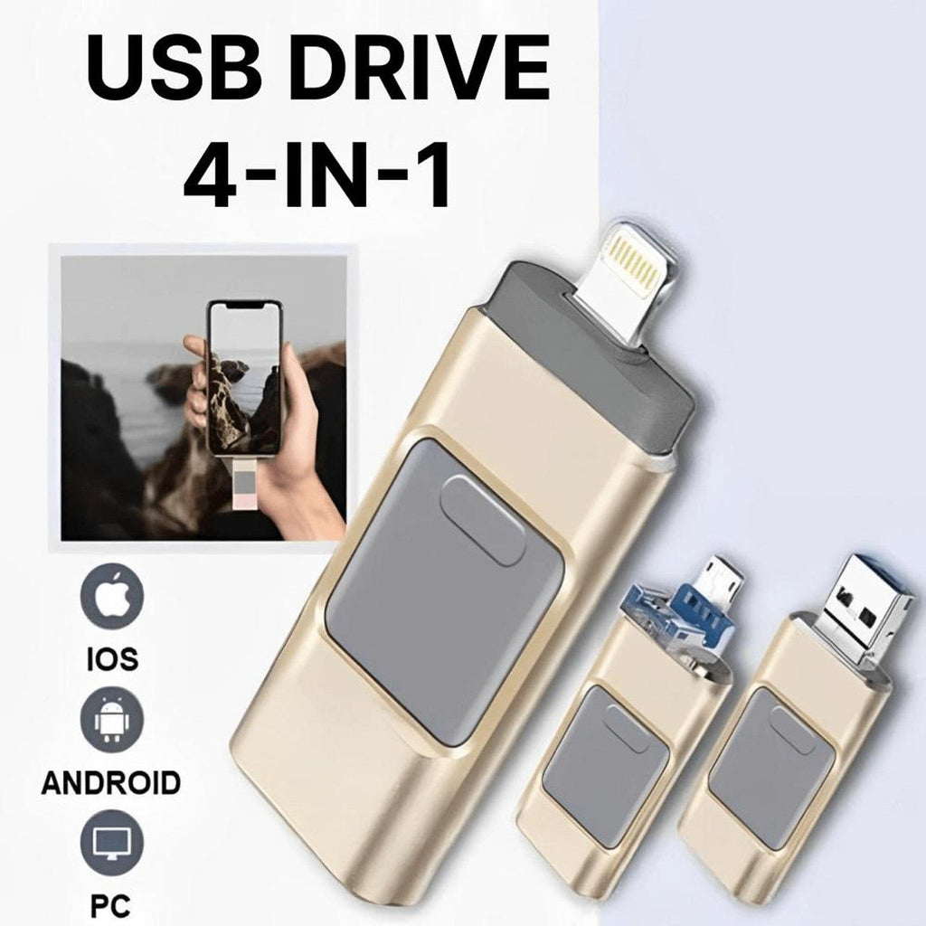 Unità USB NexPort 128GB 4-in-1 — Spazio di archiviazione per iPhone e Android - Desfino