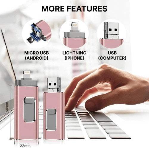 Unità USB NexPort 128GB 4-in-1 — Spazio di archiviazione per iPhone e Android - Desfino