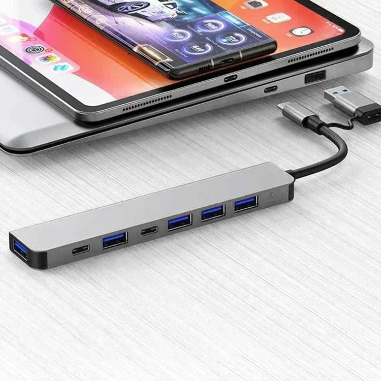 Nexora 7 az 1-ben USB-C-hub — nagy sebességű többportos adapter Mac/PC-hez - Desfino