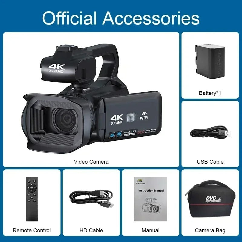 Caméra de vlog 4K NexaCam — Écran tactile rotatif, zoom 18x, entrée microphone - Desfino