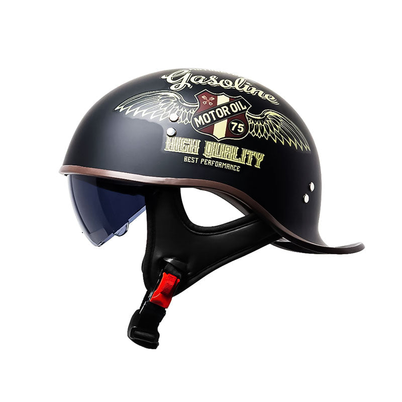 VoltGlide Motorcycle Half Helmet Visor — DOT-Certified Protection - Desfino