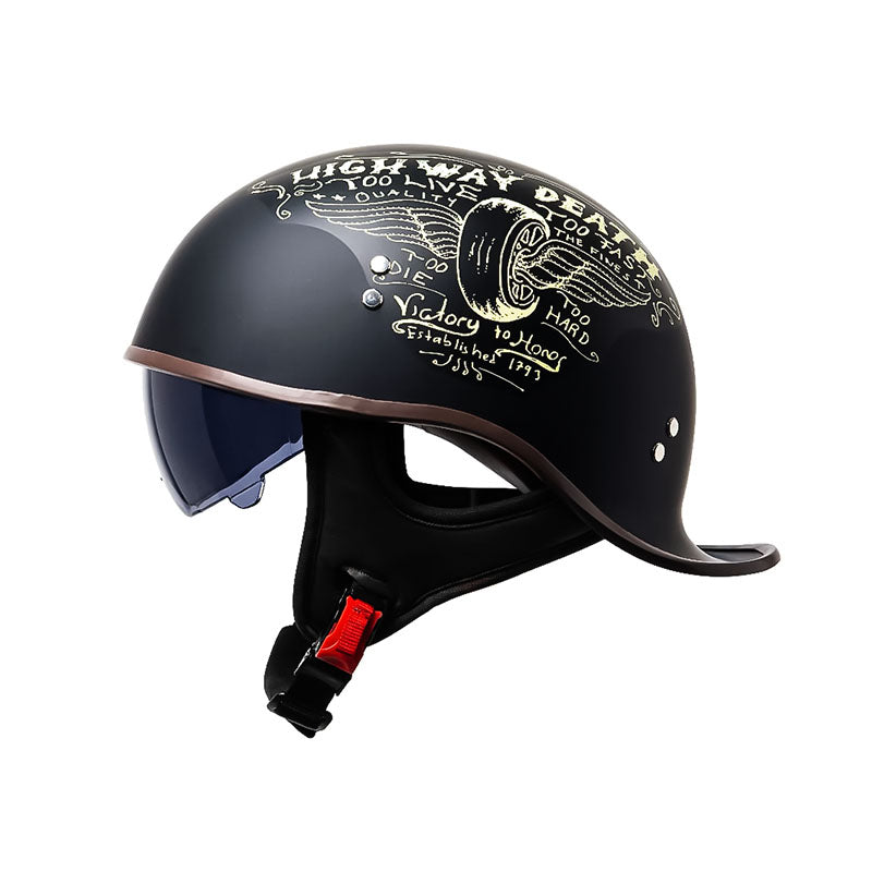 VoltGlide Motorcycle Half Helmet Visor — DOT-Certified Protection - Desfino
