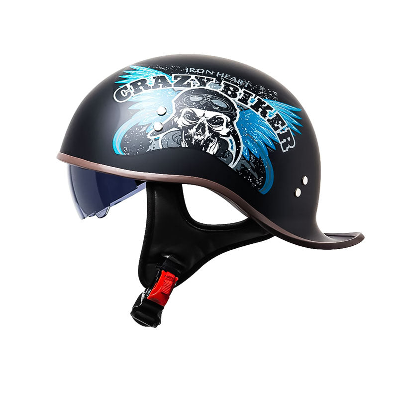 VoltGlide Motorcycle Half Helmet Visor — DOT-Certified Protection - Desfino
