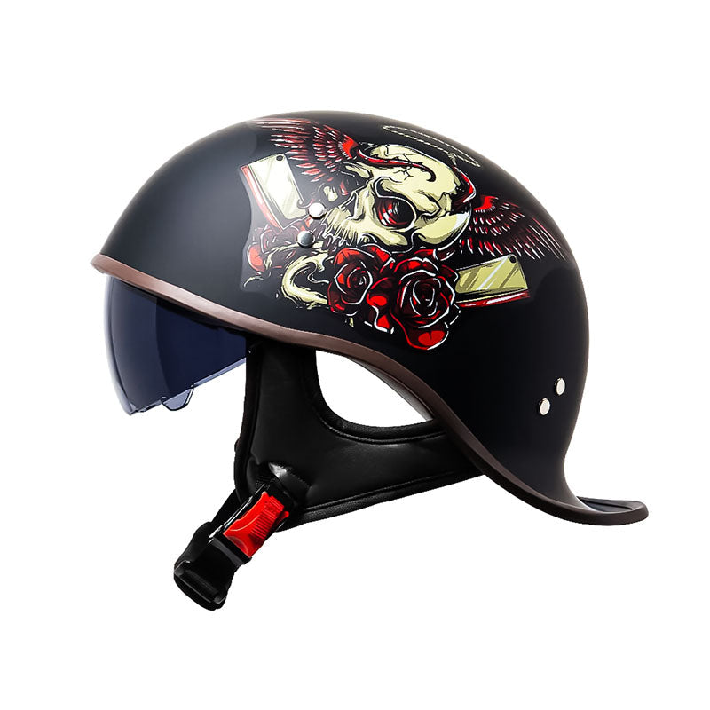 VoltGlide Motorcycle Half Helmet Visor — DOT-Certified Protection - Desfino
