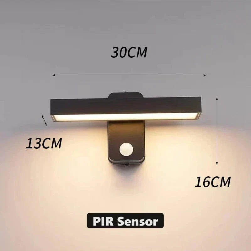 Applique murale extérieure Auron IP65 — tête LED orientable, capteur de mouvement PIR - Desfino