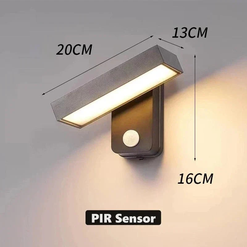 Applique murale extérieure Auron IP65 — tête LED orientable, capteur de mouvement PIR - Desfino
