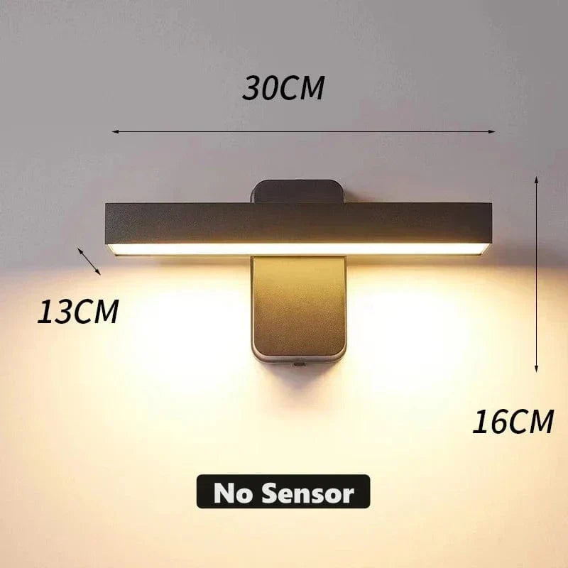 Applique murale extérieure Auron IP65 — tête LED orientable, capteur de mouvement PIR - Desfino