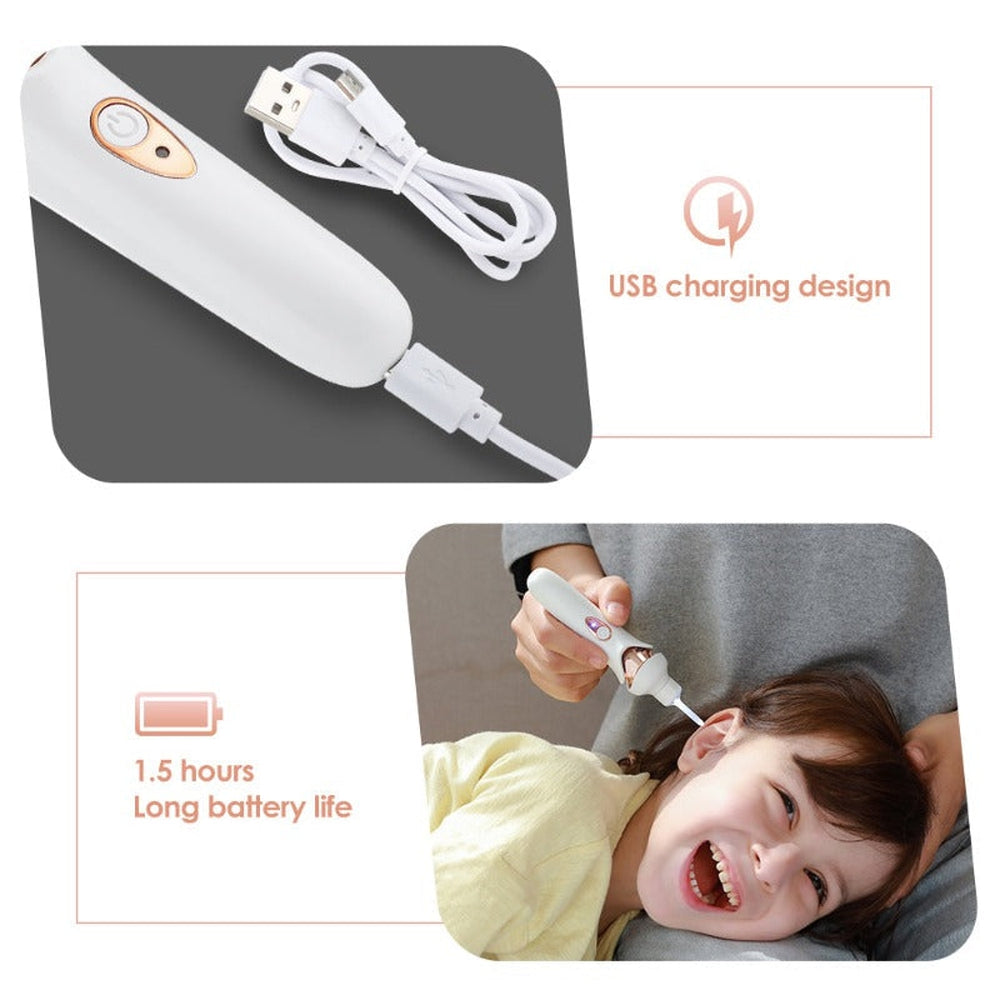 Aspirador de cera de oídos QuietEar — inalámbrico, silencioso, punta de silicona, luz LED - Desfino