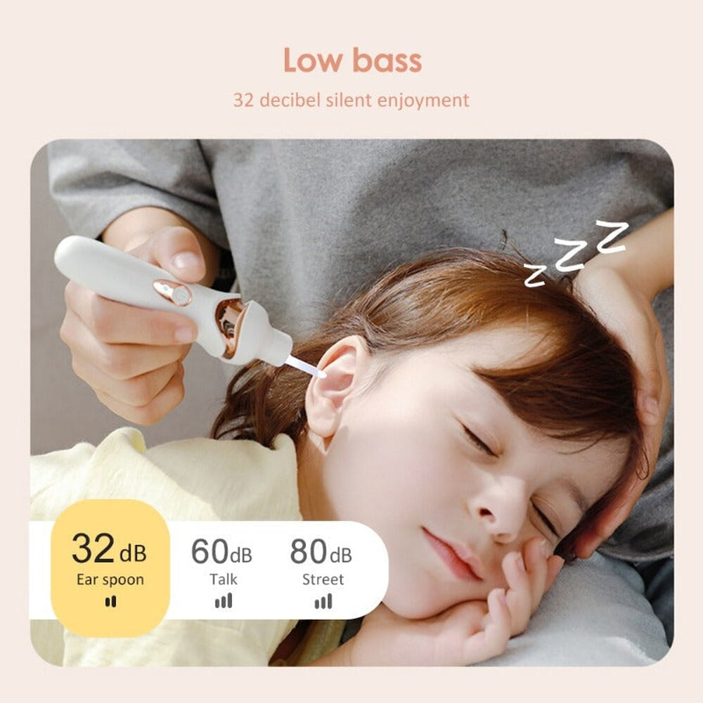 Aspirador de cera de oídos QuietEar — inalámbrico, silencioso, punta de silicona, luz LED - Desfino