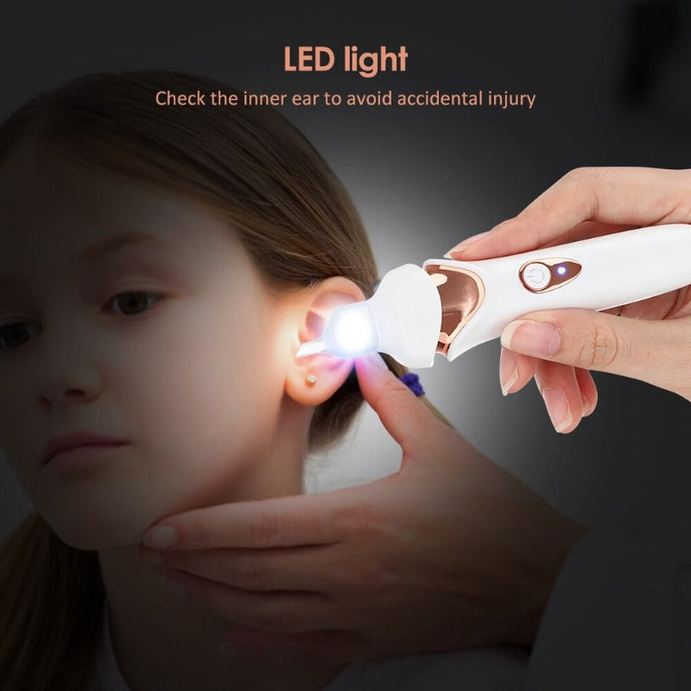 Aspirador de cera de oídos QuietEar — inalámbrico, silencioso, punta de silicona, luz LED - Desfino
