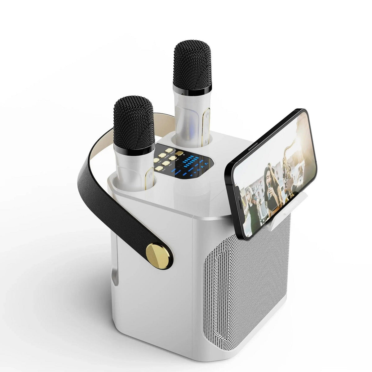 Tragbarer wiederaufladbarer Bluetooth-Karaoke-Lautsprecher — 100W, zwei Mikrofone - Desfino