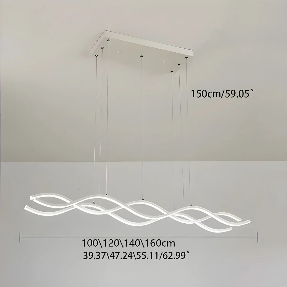 Nordic Minimalist Wave Long Pendant Light | Desfino