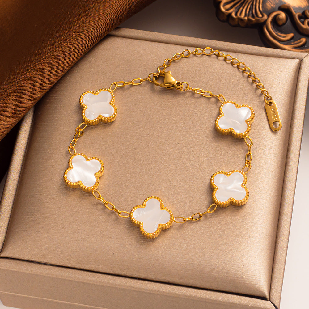 SylvaClove Clover Bracelet — Four Delicate Floral Charms - Desfino